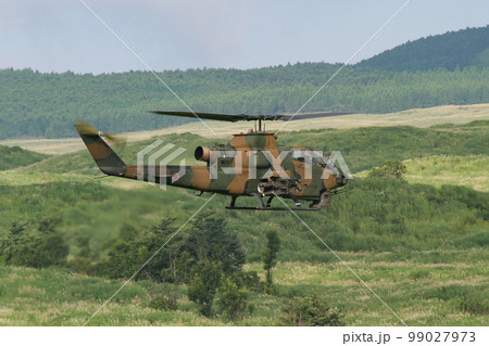 飛行する陸上自衛隊の対戦車ヘリコプター 99027973