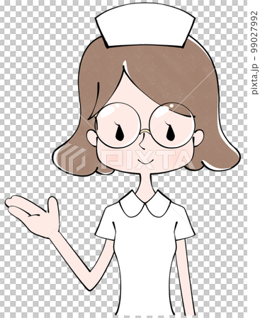 Illustration of a nurse (female) who guides you here 99027992