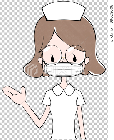 一名護士（女）戴著口罩在這裡指導的插圖 99028006