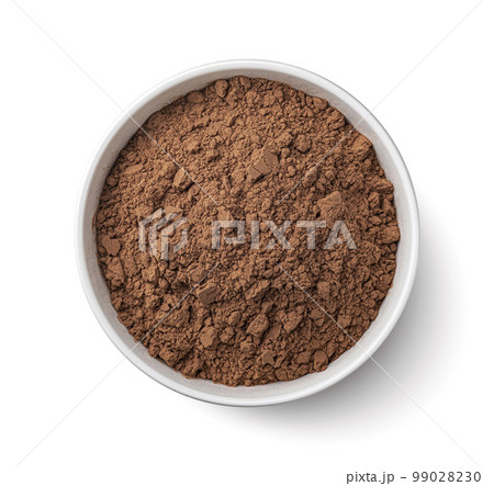 Cocoa powder isolated on white background, top view 99028230