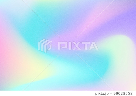 Y2k girly blurred noisy gradient background. Fluid cool holographic gradient poster for wall art, presentation or landing page. Modern iridescent wallpaper design tempate. Vector illustration 99028358