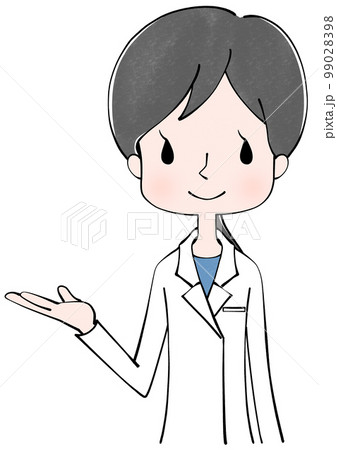 こちらです 白衣を着た女性のイラスト こちらです 白衣を着た女性のイラスト 99028398