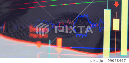 Technical analysis on the monitor of a computer. Fundamental and technical analysis concept. 99028447