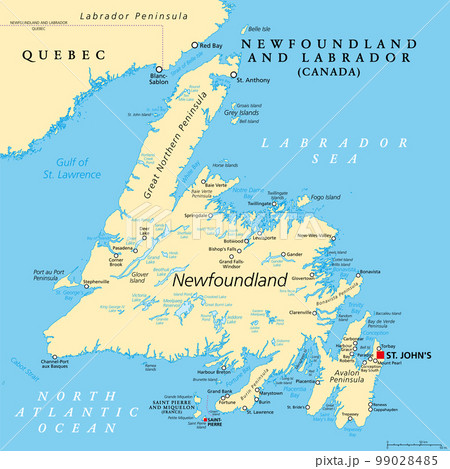 Island Of Newfoundland Political Map Part Of 99028485 PIXTA   99028485 