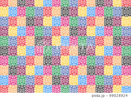 東アジアの伝統模様のイラスト: カラフルな卍崩し文 99028924