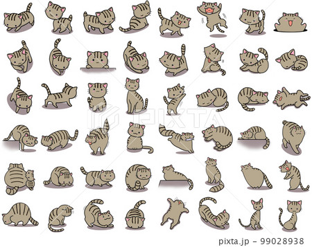 【セット】キジトラネコのかわいいイラスト/48匹 99028938