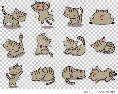 【セット】キジトラネコのかわいいイラスト③/12匹 99029162