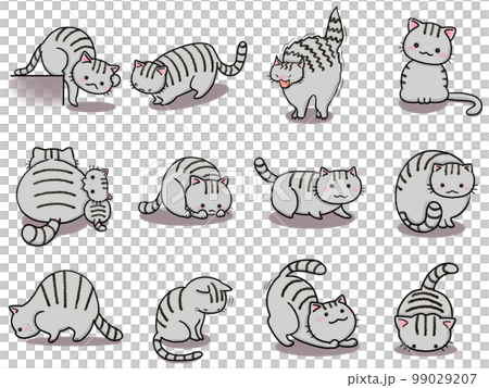 [Set] Cute illustrations of mackerel cats (2) / 12 animals 99029207