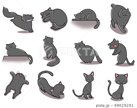【セット】黒ネコのかわいいイラスト④/12匹 99029291