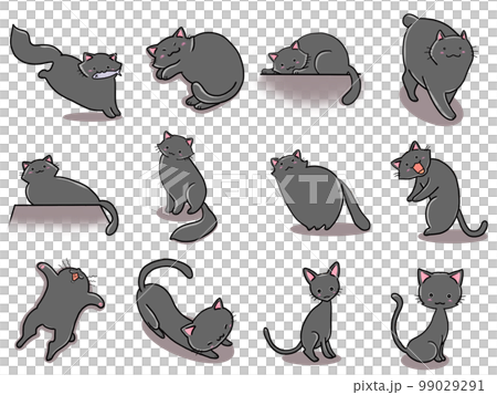 【セット】黒ネコのかわいいイラスト④/12匹 99029291