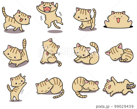 【セット】茶トラネコのかわいいイラスト③/12匹 99029439