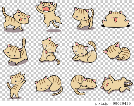 【セット】茶トラネコのかわいいイラスト③/12匹 99029439