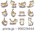 【セット】茶トラ白ネコのかわいいイラスト①/12匹 99029444