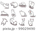 【セット】白ネコのかわいいイラスト④/12匹 99029490