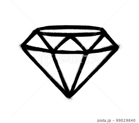 Sprayed diamond with overspray in black over white. Vector illustration. 99029840