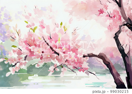桜の花、水彩画のイラスト素材 [99030215] - PIXTA