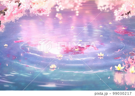 水に浮かぶ桜の花のイラスト素材 [99030217] - PIXTA