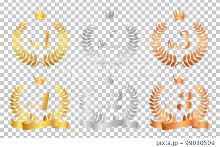 Laurel, crown and ribbon ranking mark icon illustration set 99030509