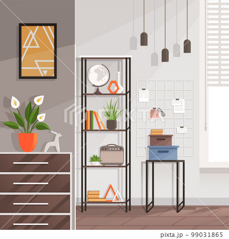 Living room interior home decor, decoration of apartment or office. Modern cozy and stylish premises 99031865