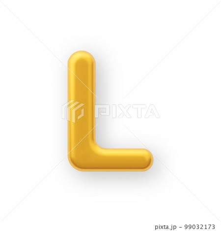 3D Gold uppercase letter L on a white background.のイラスト素材 [99032173] - PIXTA
