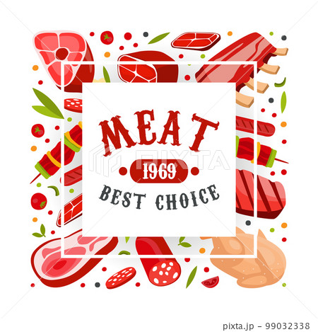 Fresh Natural Meat Product from Butchery Banner Vector Template 99032338
