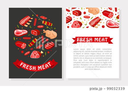 Fresh Natural Meat Product from Butchery Banner Vector Template 99032339