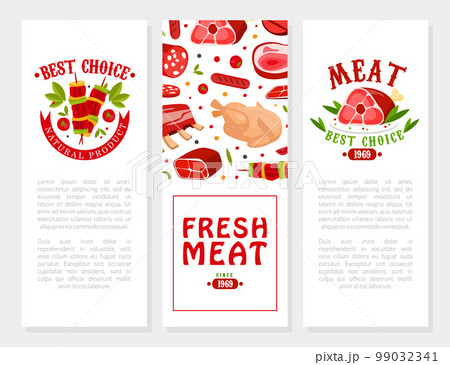Fresh Natural Meat Product from Butchery Banner Vector Template 99032341