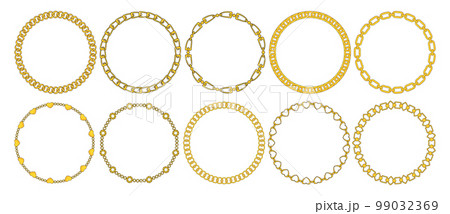 Round Chain frame. Circle chains border. Boho bracelet 99032369