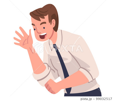 Lucky Man Celebrating Success and Victory Feeling Excitement Vector Illustration 99032517