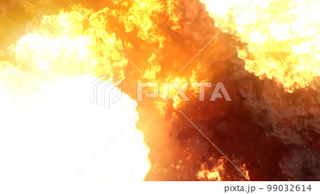 3D rendering of an impressive intense explosion on a black background 99032614