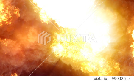 3D rendering of an impressive intense explosion on a black background 99032618