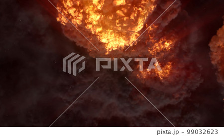 3D rendering of an impressive intense explosion on a black background 3D rendering of an impressive intense explosion on a black background 99032623