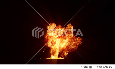 3D rendering of an impressive intense explosion on a black background 99032635