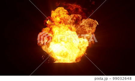 3D rendering of an impressive intense explosion on a black background 3D rendering of an impressive intense explosion on a black background 99032648