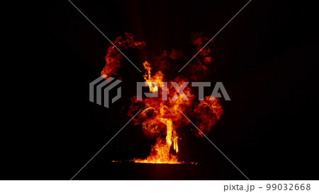3D rendering of an impressive intense explosion on a black background 3D rendering of an impressive intense explosion on a black background 99032668