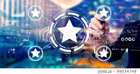 Rating star concept with businessman Rating star concept with businessman 99034748