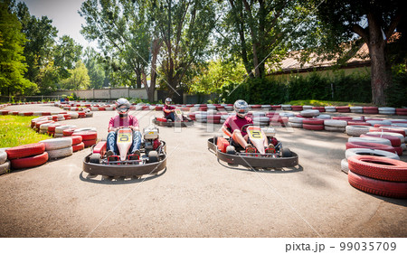 Go kart speed drive race sport contest 99035709