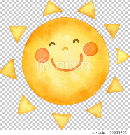 ニコニコ笑顔の太陽の水彩イラスト 99035765
