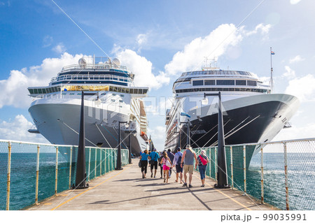 Cruise passengers return to cruise ships at St Kitts Port Zante cruise ship terminal 99035991