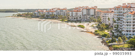 Da Nang city panorama with skyscrapers and beautiful architecture bridges along Han River on a beautiful bay 99035993