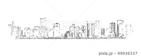 Miami Downtown skyline pencil sketck on white background Miami Downtown skyline pencil sketck on white background 99036337
