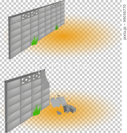 Block wall and dangerous crumbled blocks 99036770