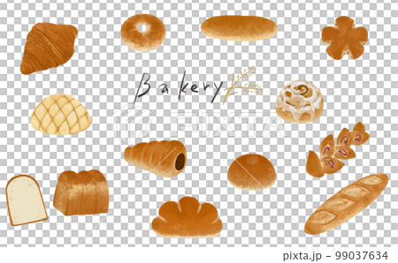 焼きたてパンのイラスト素材セット 99037634