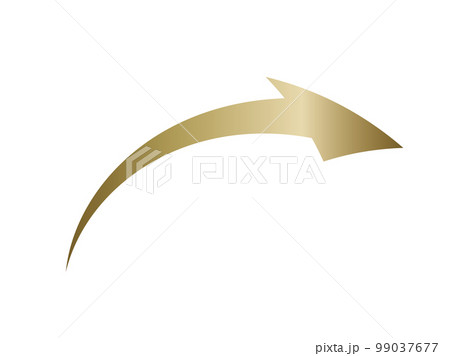 上向きにカーブした金色のグラデーション矢印 99037677