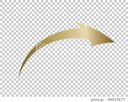 上向きにカーブした金色のグラデーション矢印 99037677