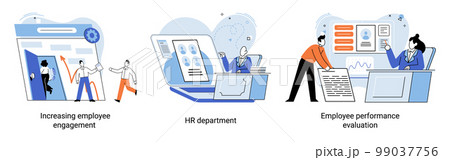 Business concepts HR department, increasing employee engagement, worker performance evaluation 99037756