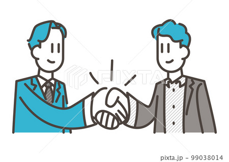 仕事で握手するスーツ姿の男性ビジネスマン【人物ベクターイラスト素材】 99038014
