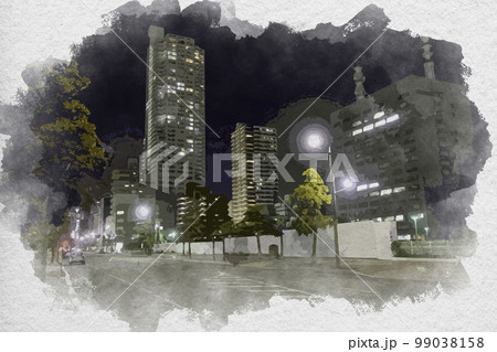 水彩画風　アーバンビューグランドタワー　広島県広島市 99038158