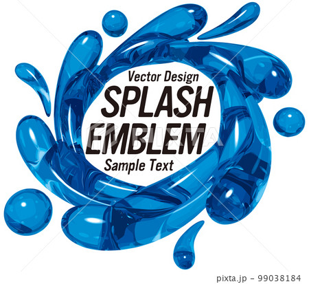 リアルな水しぶきのエンブレム　サンプル文字　ベクターイラストレーション 99038184