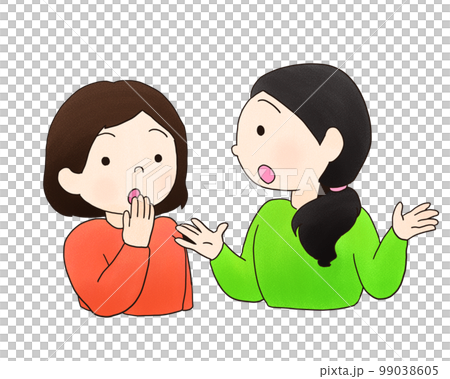 うわさ話をする女性、ママ友の手描きイラストのイラスト素材 [99038605] - PIXTA